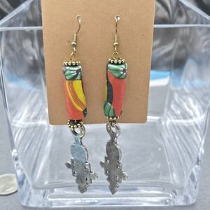 Colorful Dangle Earrings with Silver Accents